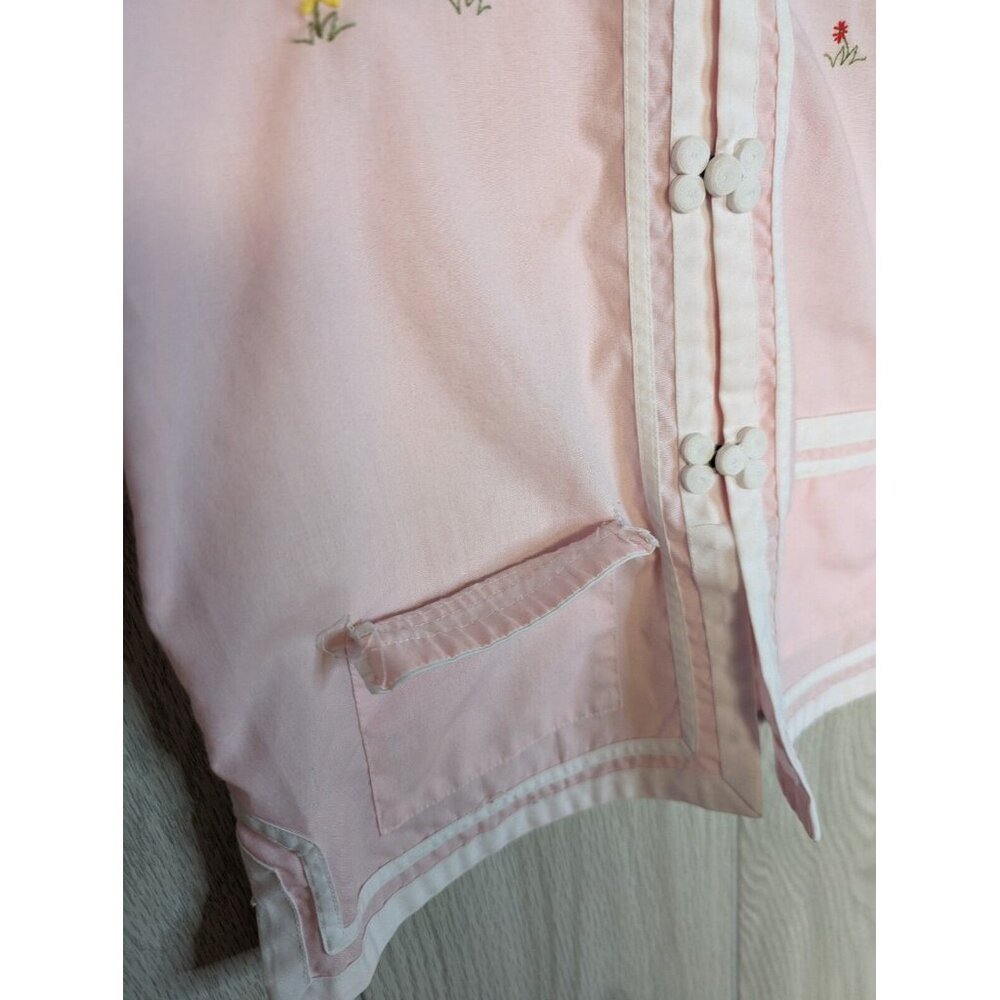Vintage Chinese Kimono Plum Blossoms Kids Clothing Size 6 Pink Pajama Shirt Top - Picture 4 of 9